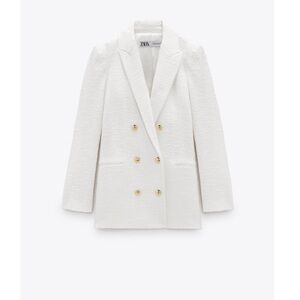 Zara Women's Ivory Textured Blazer